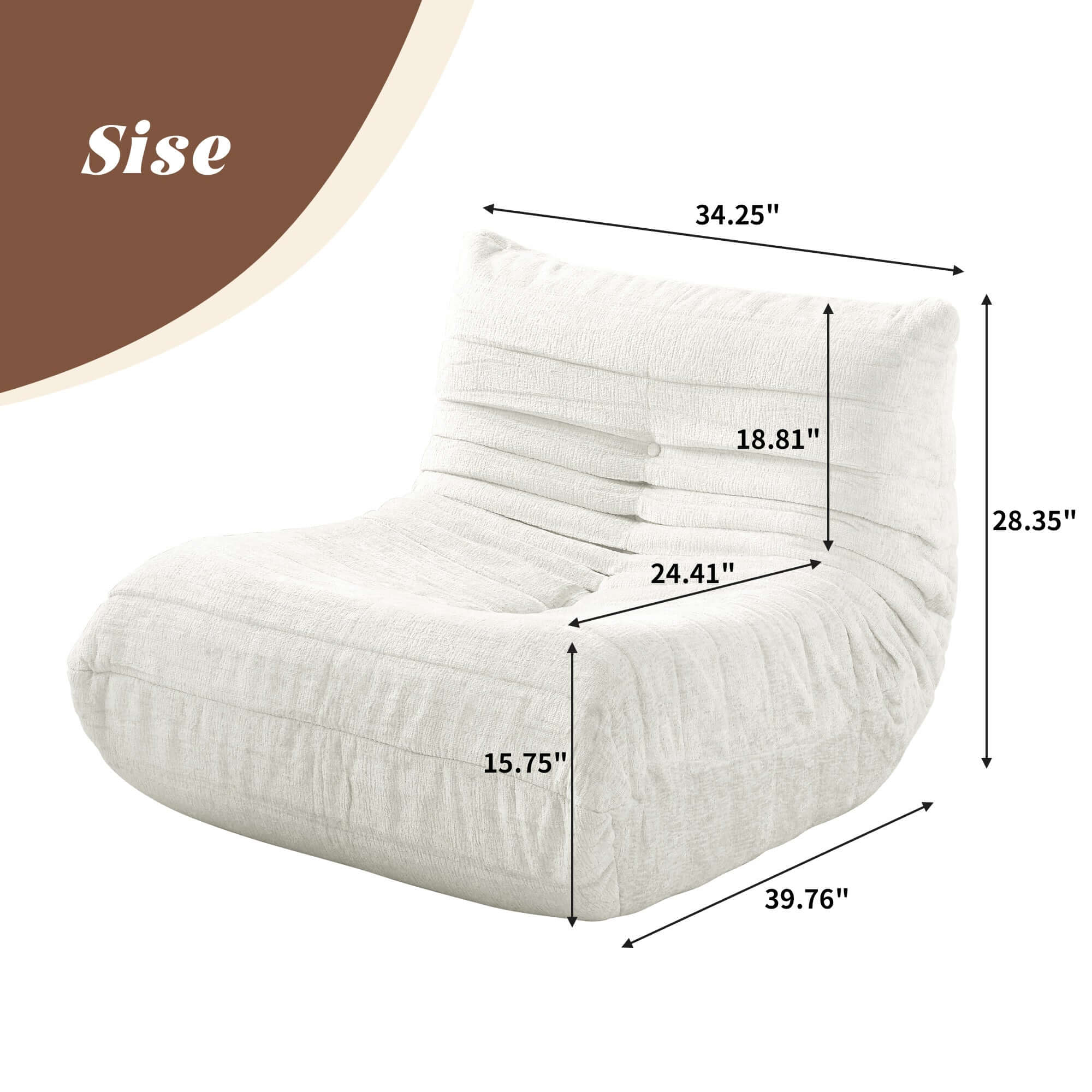 Comfortable lazy compressed foam floor couch shaped like a caterpillar, perfect as a Togo sofa chair
