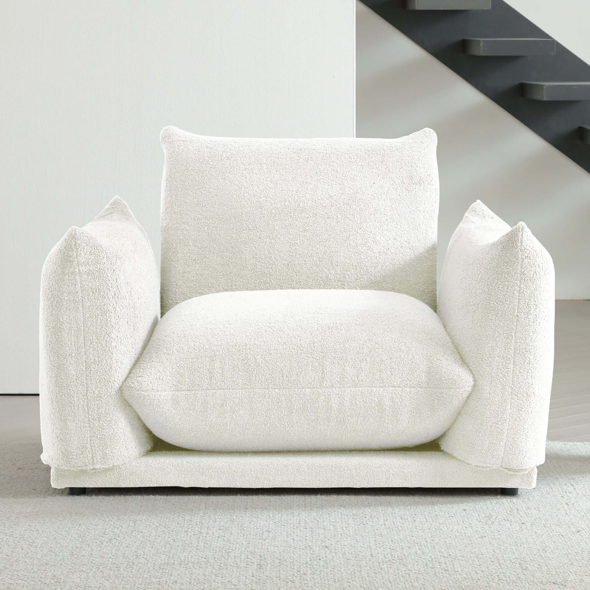 Oversized modern modular cloud sectional couch with lambswool fabric and chaise lounge