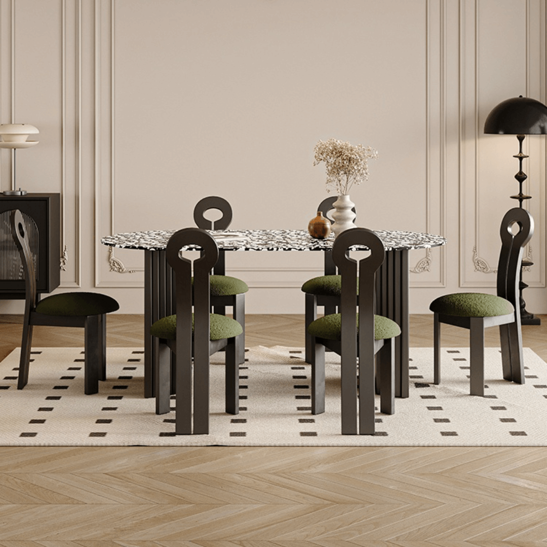 Minimalist terrazzo dining table and chair set ideal for family gatherings
