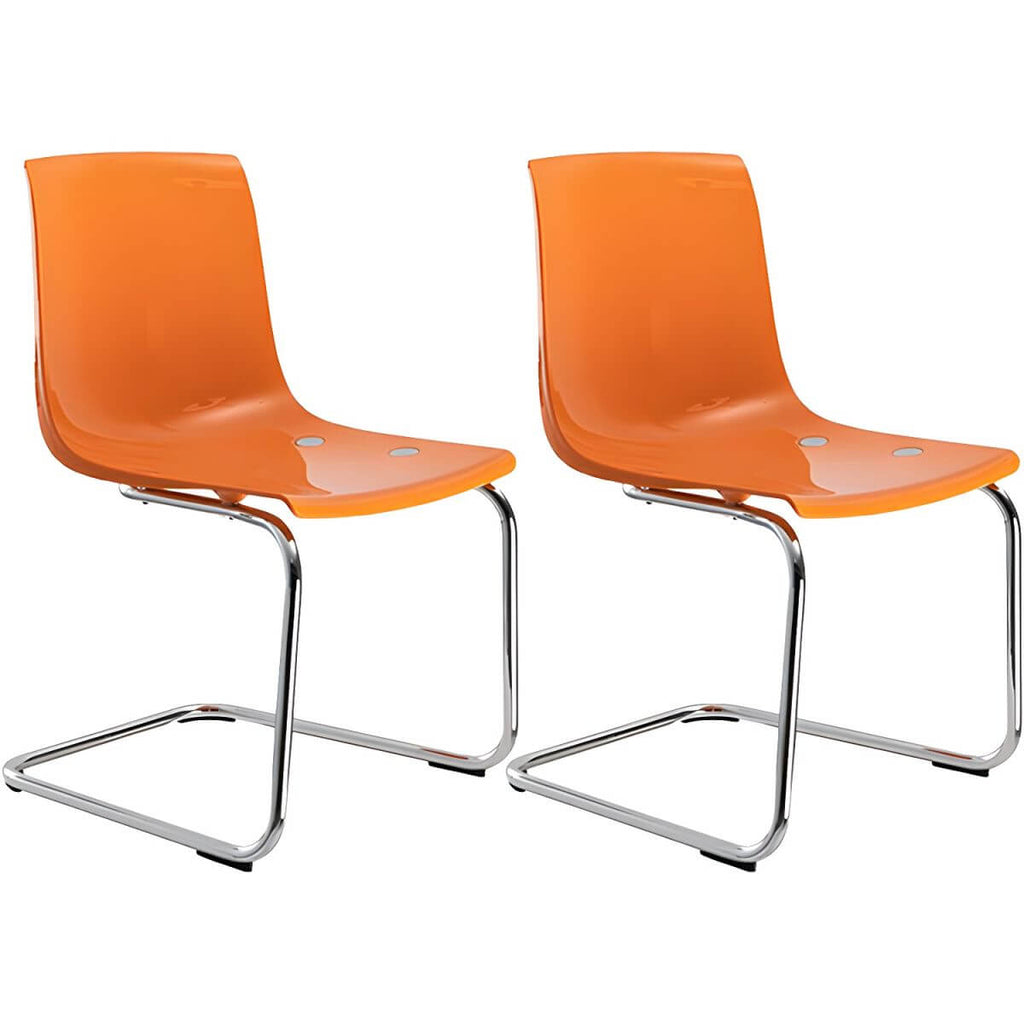 Scandinavian style plastic and acrylic dining side chair with silver legs, non-upholstered design