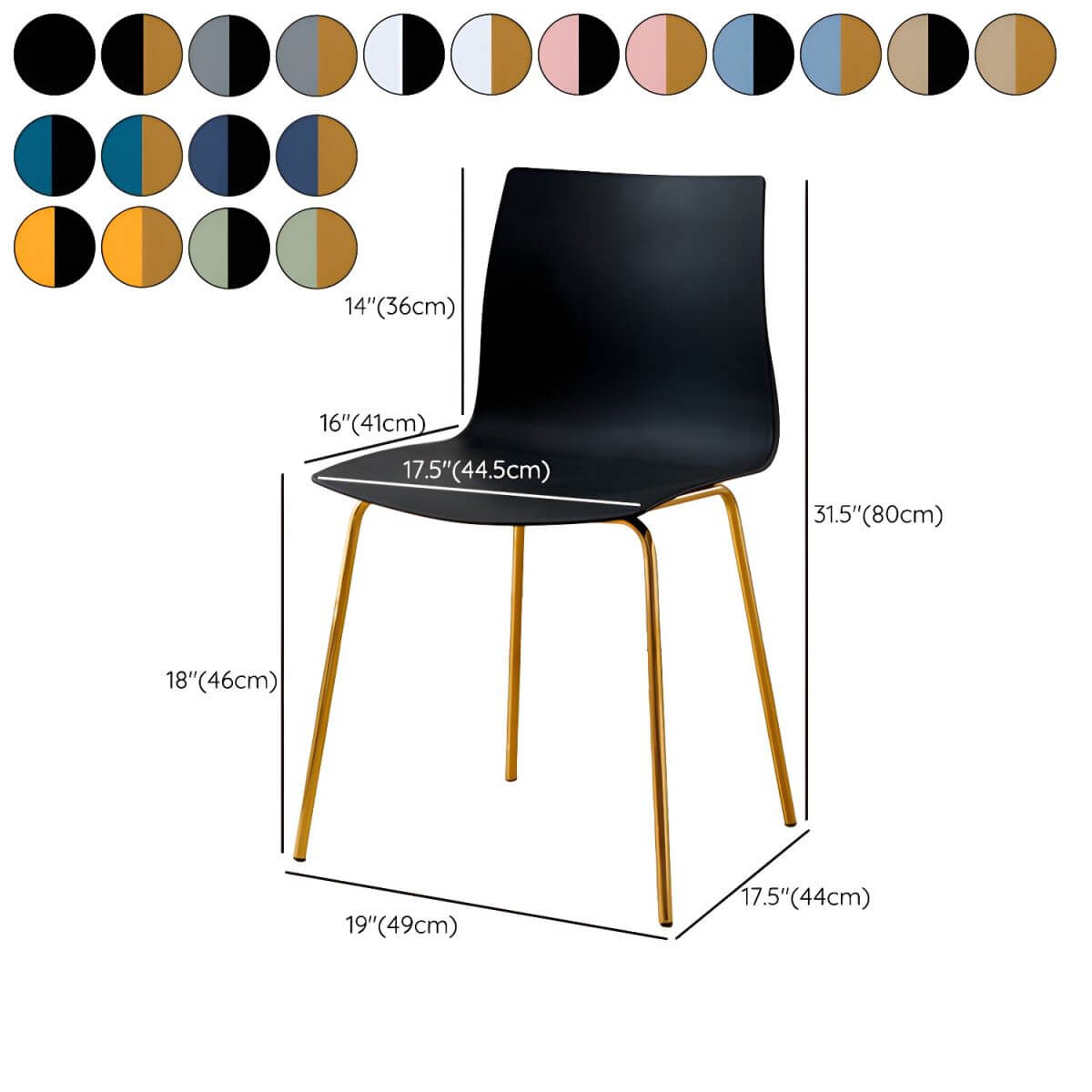 Modern plastic and acrylic side chair with metal legs, ideal for kitchen and dining rooms