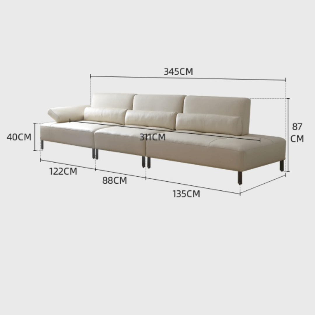 Cream white ergonomic sofa with transformable comfort and contemporary design