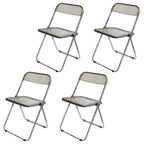 Contemporary acrylic folding armless chair with open back, ideal for dining rooms