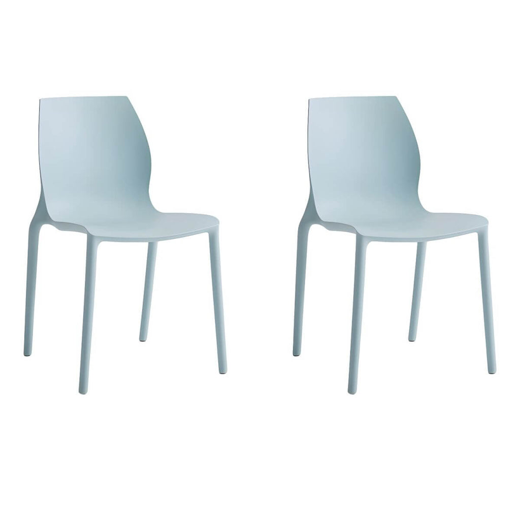 Stackable modern Scandinavian plastic and acrylic chair for kitchen and dining use