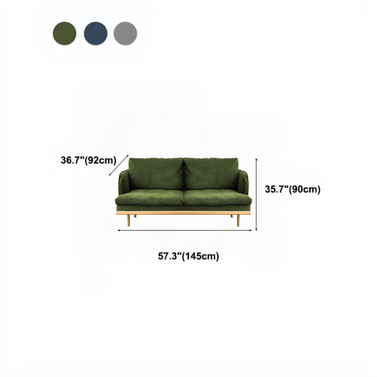 Modern polyester sofa settee with recessed arms and tight back, ideal for living room seating