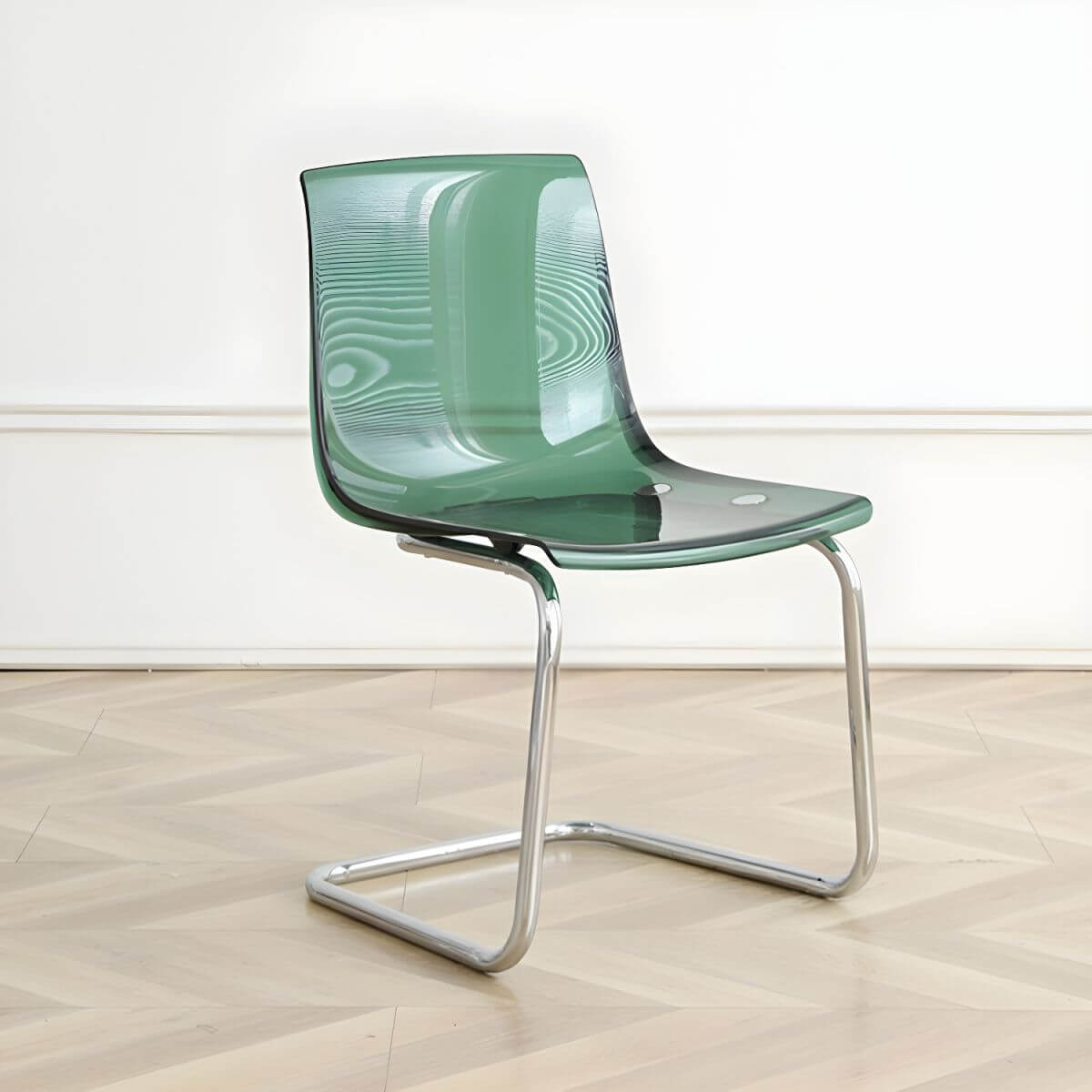 Scandinavian style plastic and acrylic non-upholstered side dining chair