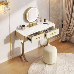 Luxury Vanity Set Makeup Table with 2 Drawers & Mirror & Stool