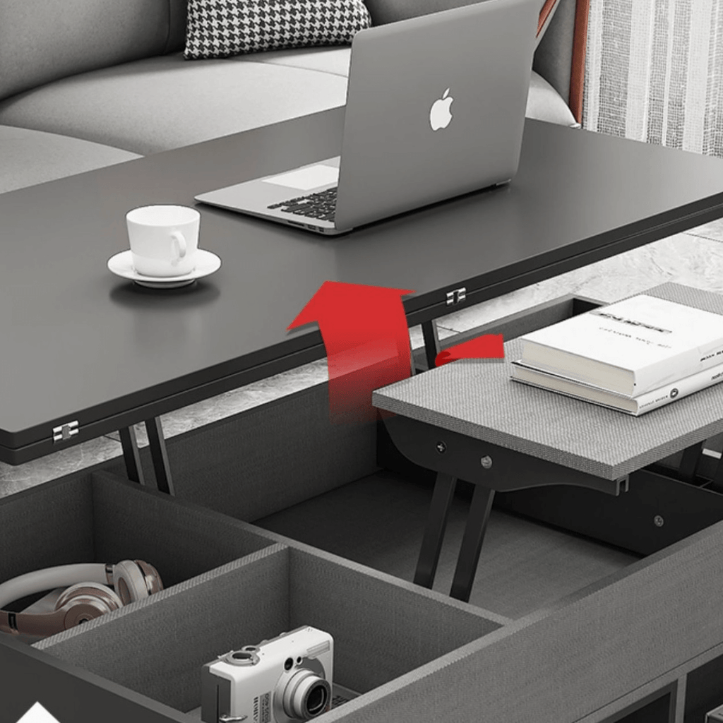 Practical and Chic Gray Lift Tables for Optimal Space Efficiency