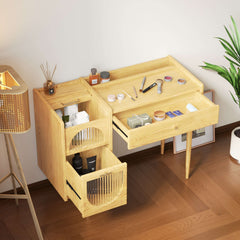 Wooden Makeup Vanity Practical Dressing Table with 1 Drawer & 1 Cabinet