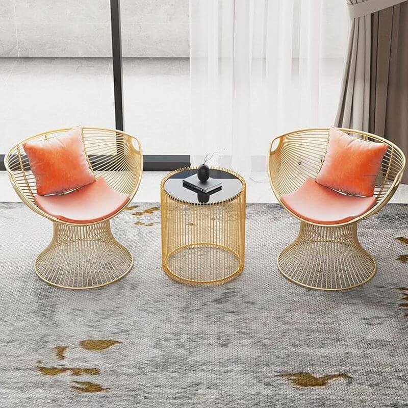 Solid color papasan chair with fixed back, armrest, and pillow for comfortable seating