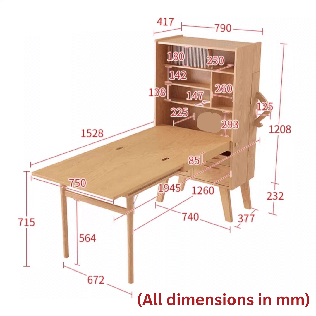 Modern minimalist wood dining room set with foldable features for space-saving