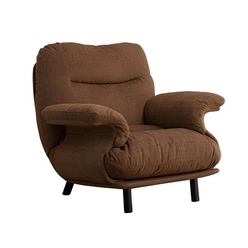 Accent arm chair with fixed back and armrest, available in solid color, striped, and floral patterns