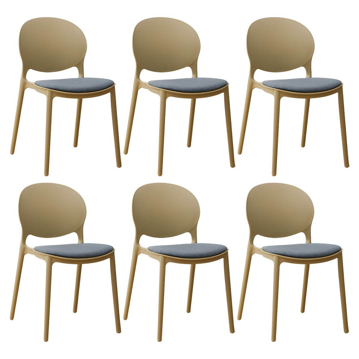 Scandinavian plastic dining chair with open back and four legs, ideal for home use