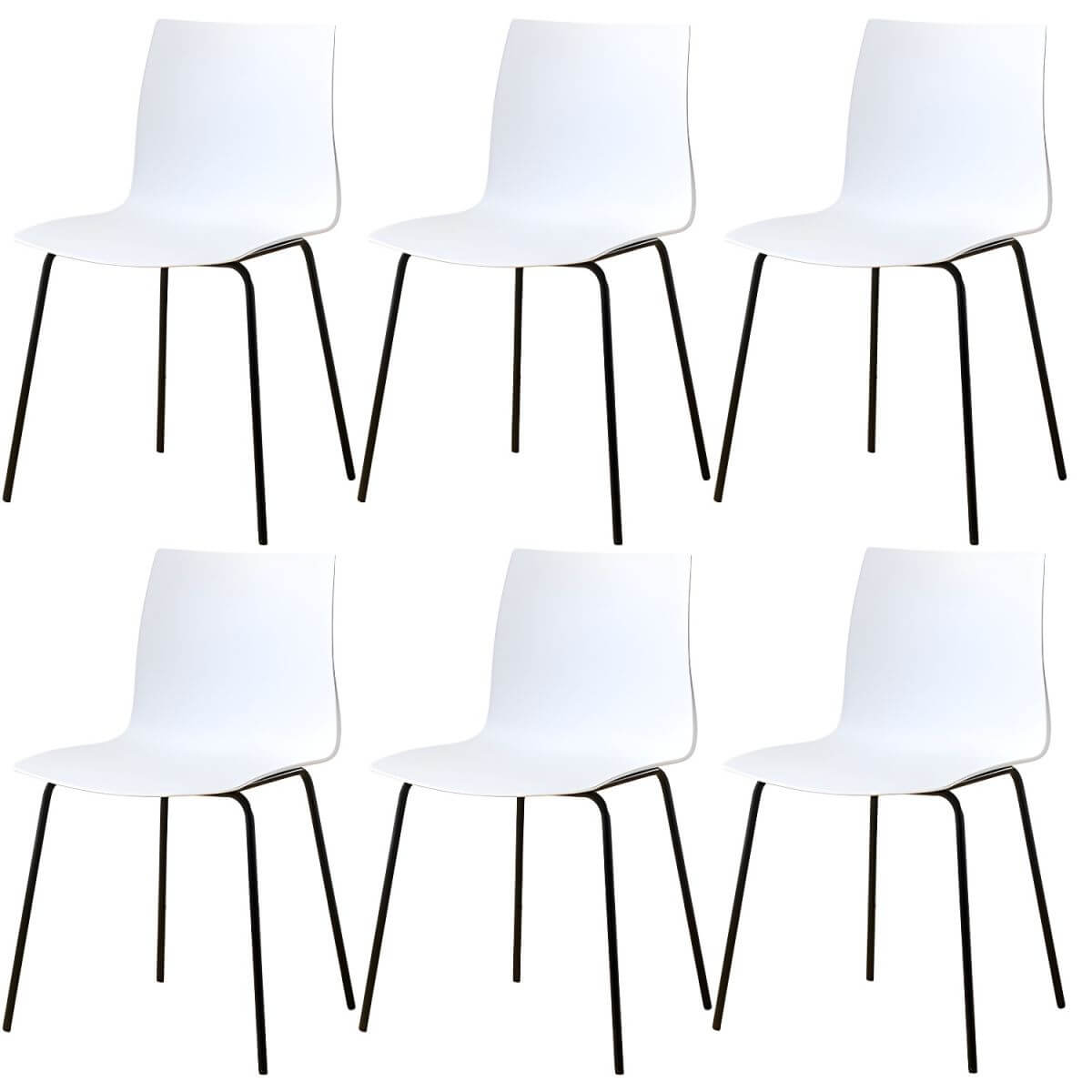 Modern plastic and acrylic side chair with metal legs, ideal for kitchen and dining rooms