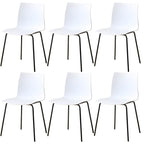 Modern plastic and acrylic side chair with metal legs, ideal for kitchen and dining rooms