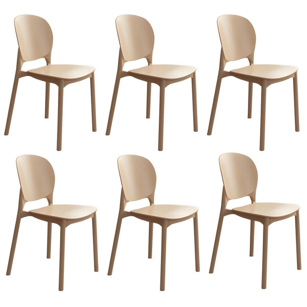Stackable Scandinavian side chair with open back made of plastic and acrylic for dining