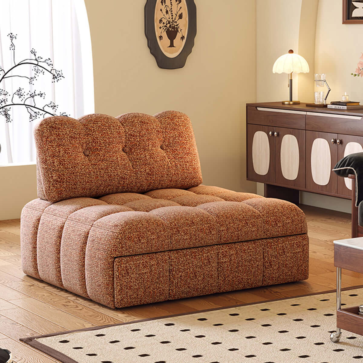 Cocochairs Modern Chenille Pull-Out Single Sofa Bed – Space-Saving Lounge & Guest Sleeper