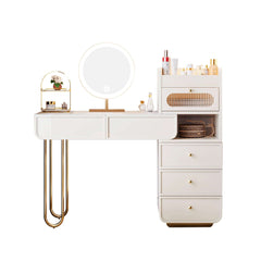 Light Luxury White Makeup Vanity with Jewelry Storage & Drawers Included