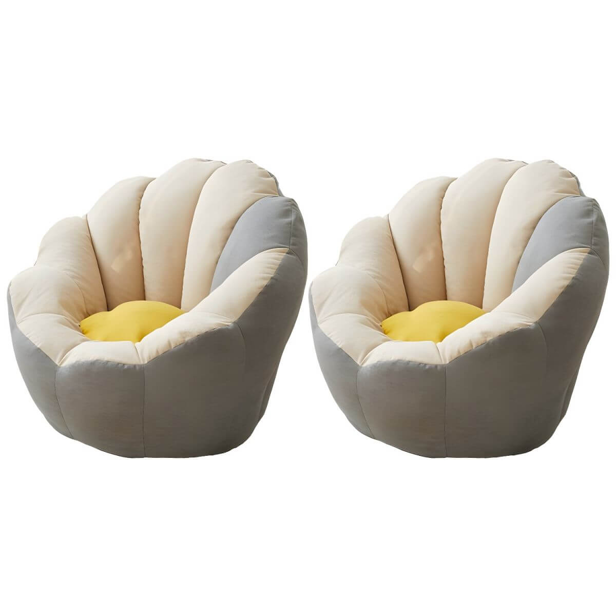 Lemon color cotton blend Papasan chair with slipcover and sewn pillow back accent