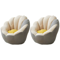 Minimalist Solid Color Lemon Color Cotton Blend Papasan Chair with Slipcover and Sewn Pillow Back Accent Chairs