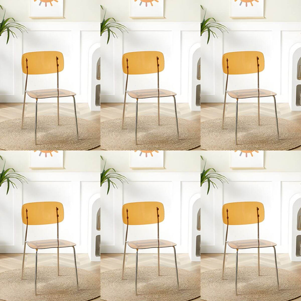 Transparent acrylic dining chair with modern design, perfect for living room and kitchen seating