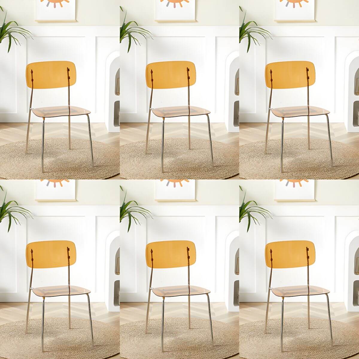 Transparent acrylic dining chair with modern design, perfect for living room and kitchen seating