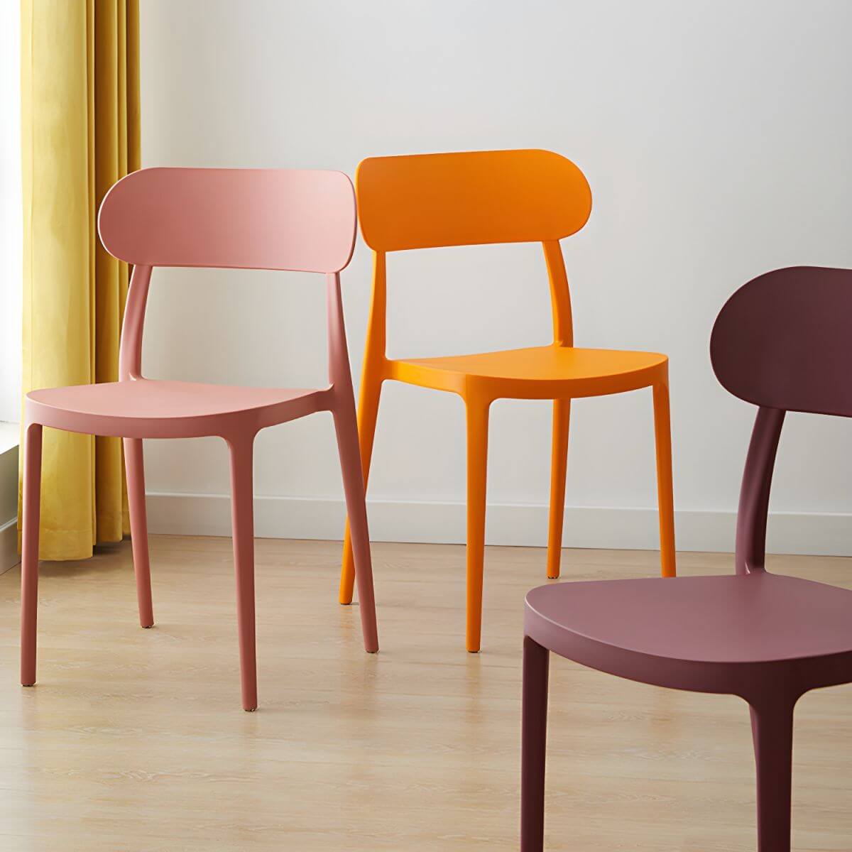 Modern Scandinavian dining chair made of plastic and acrylic, perfect for kitchen and dining areas