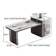 Slate Island Extendable Dining Table with Storage Cabinet Integrated