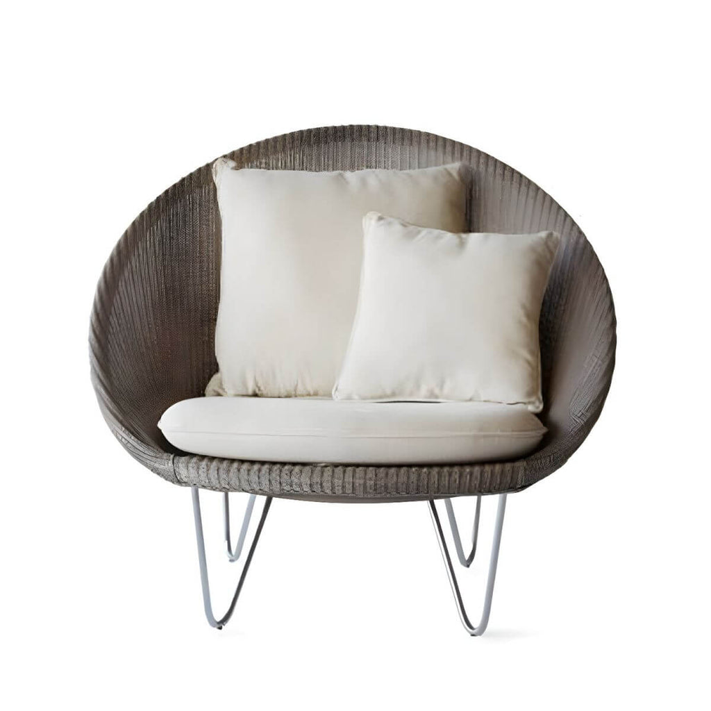 Contemporary woven back papasan accent chair with dimensions 41.34 by 33.86 by 36.61 inches
