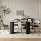 Modern black and white terrazzo dining table with sleek vintage design