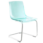 Scandinavian style plastic and acrylic dining side chair with silver legs, non-upholstered design