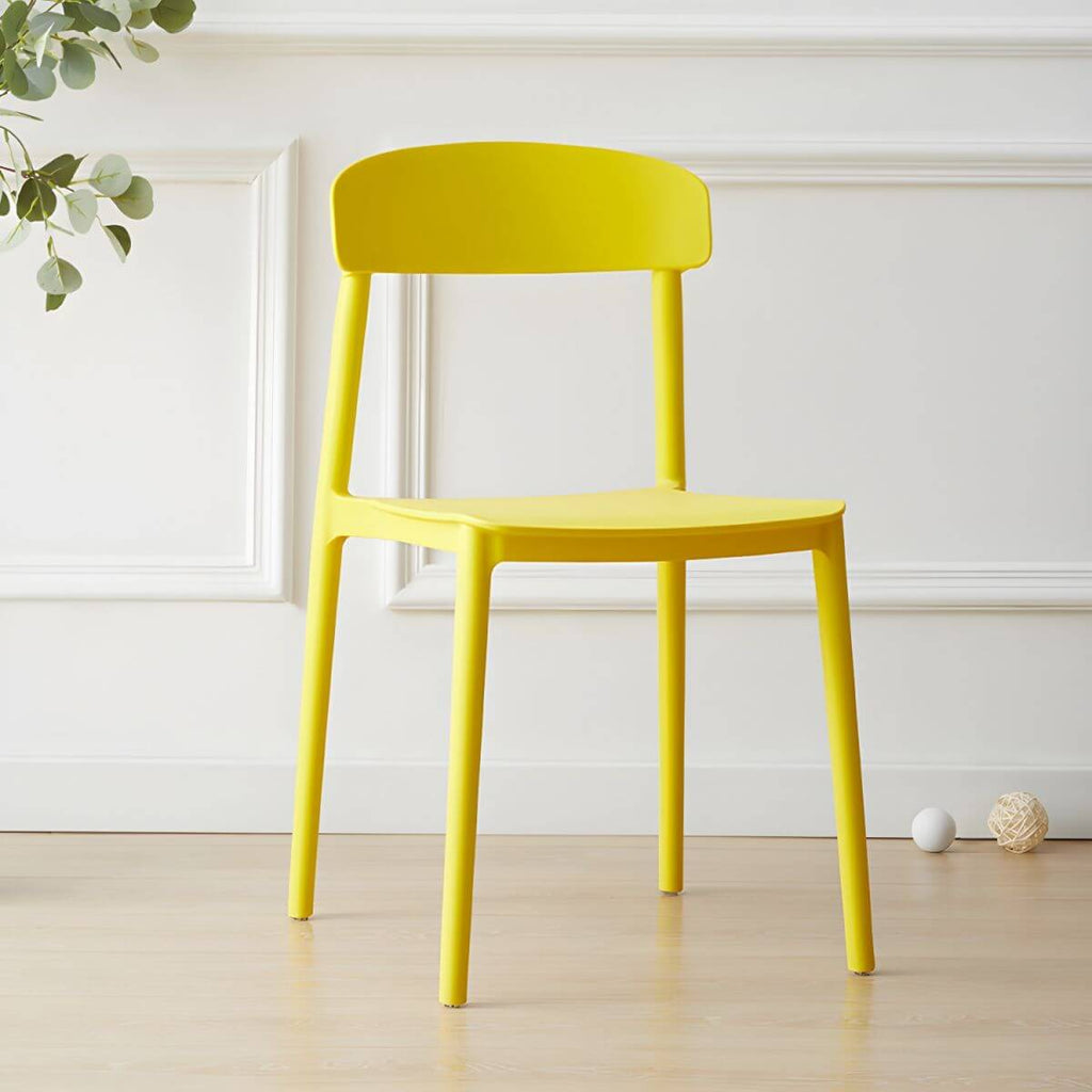 Scandinavian style low back kitchen and dining chair made of plastic and acrylic