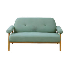 Scandinavian Style Small Size Sofa with Wood Frame in Solid Color - Black Faux Leather 52"L x 28"W x 29"H Sofa