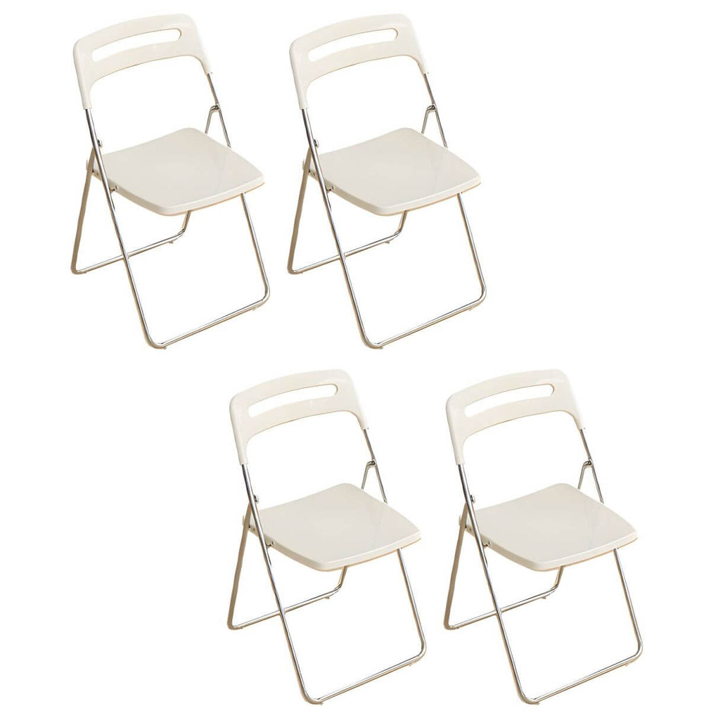 Modern collapsible open back side chair made of plastic and acrylic, ideal for kitchen and dining areas