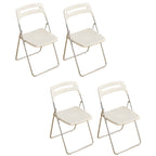 Modern collapsible open back side chair made of plastic and acrylic, ideal for kitchen and dining areas