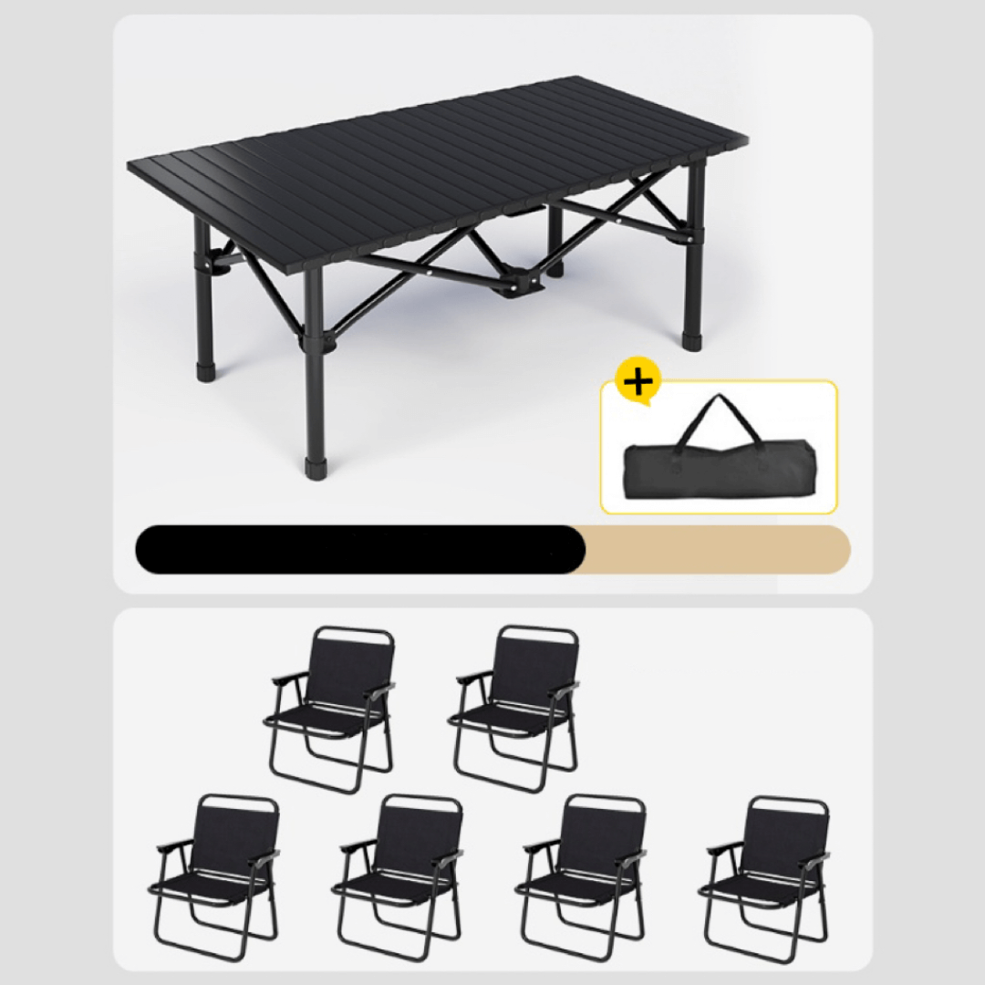 Foldable outdoor dining set with chairs and table, ideal for camping and backyard BBQs
