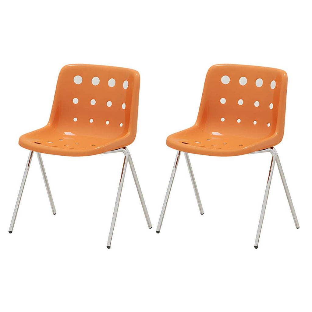 Stackable Scandinavian plastic and acrylic side chair with low back for dining