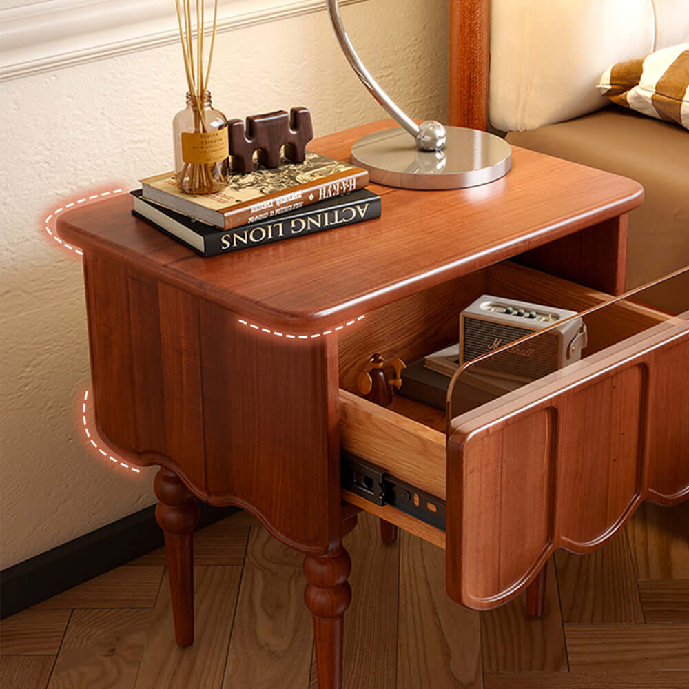 Solid wood bedside table with storage cabinet for bedroom organization
