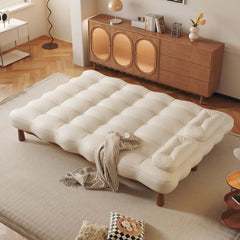 Modern Romantic Convertible Sleeper Beige Sofa Bed
