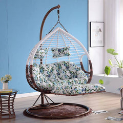 Heat Resistant Metal Porch Swing with Cushions, Chain, and Stand Porch Swings