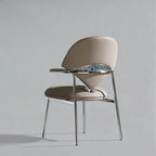 Fan-Shaped Dining Chair in Pleated Leather with Abalone Inlay Accents