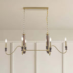 Farmhouse 6-Light Kitchen Island Chandelier with Adjustable Chain and Metal-Wood Frame