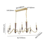Farmhouse 6-Light Kitchen Island Chandelier with Adjustable Chain and Metal-Wood Frame Dimensions
