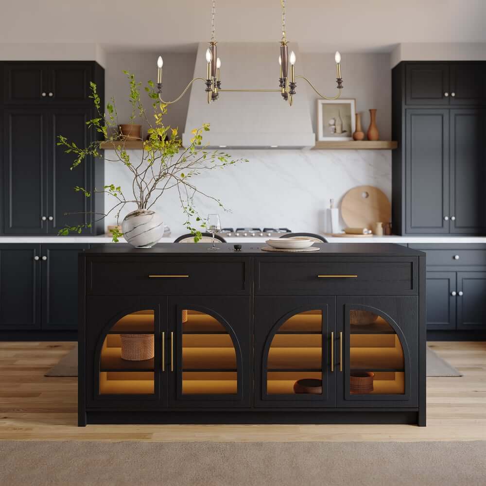 Farmhouse 6-Light Kitchen Island Chandelier with Adjustable Chain and Metal-Wood Frame