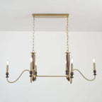 Farmhouse 6-Light Kitchen Island Chandelier with Adjustable Chain and Metal-Wood Frame