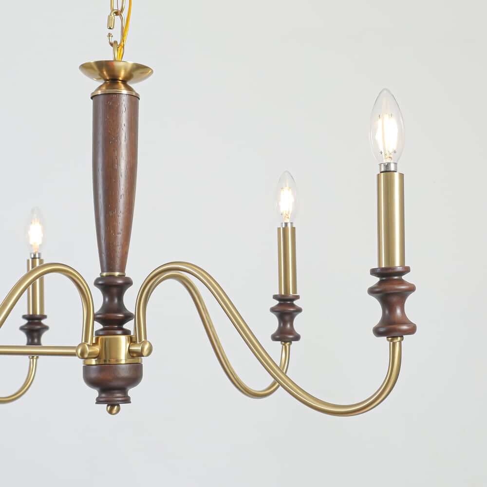 Farmhouse 6-Light Kitchen Island Chandelier with Adjustable Chain and Metal-Wood Frame