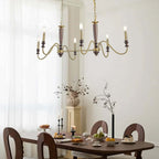 Farmhouse 6-Light Kitchen Island Chandelier with Adjustable Chain and Metal-Wood Frame