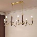 Farmhouse 6-Light Kitchen Island Chandelier with Adjustable Chain and Metal-Wood Frame