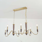 Farmhouse 6-Light Kitchen Island Chandelier with Adjustable Chain and Metal-Wood Frame