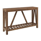 Farmhouse Console Table With Rustic Oak Finish